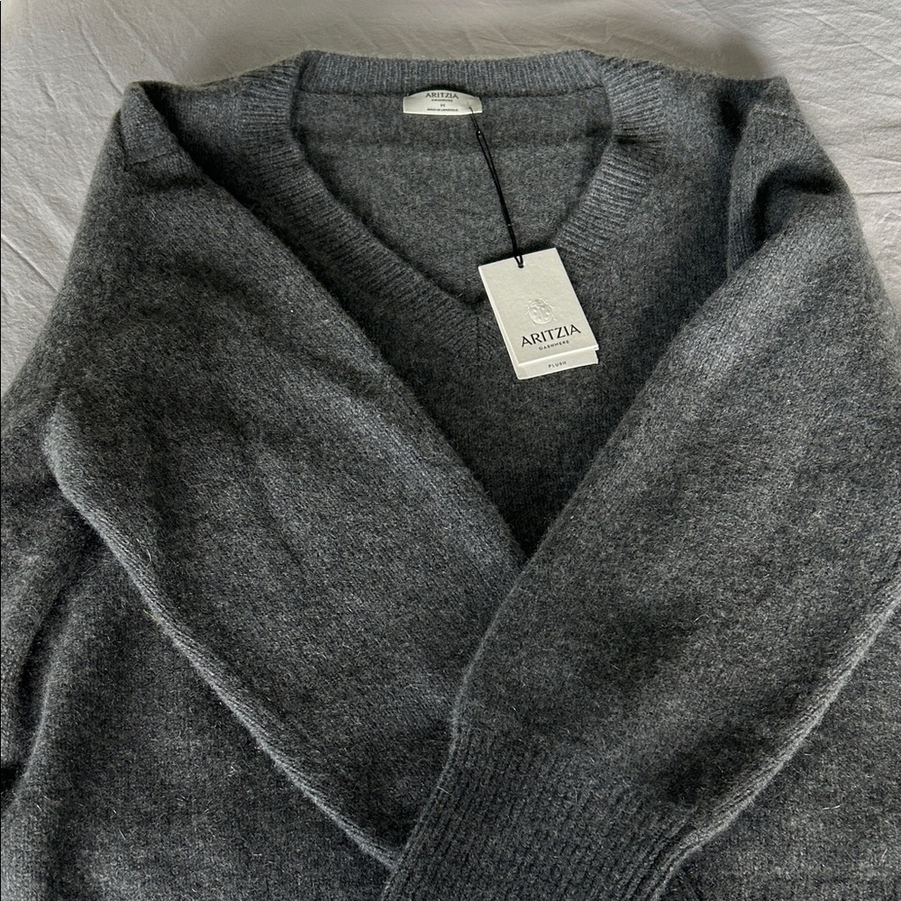 Aritzia Charcoal V-Neck Sweater